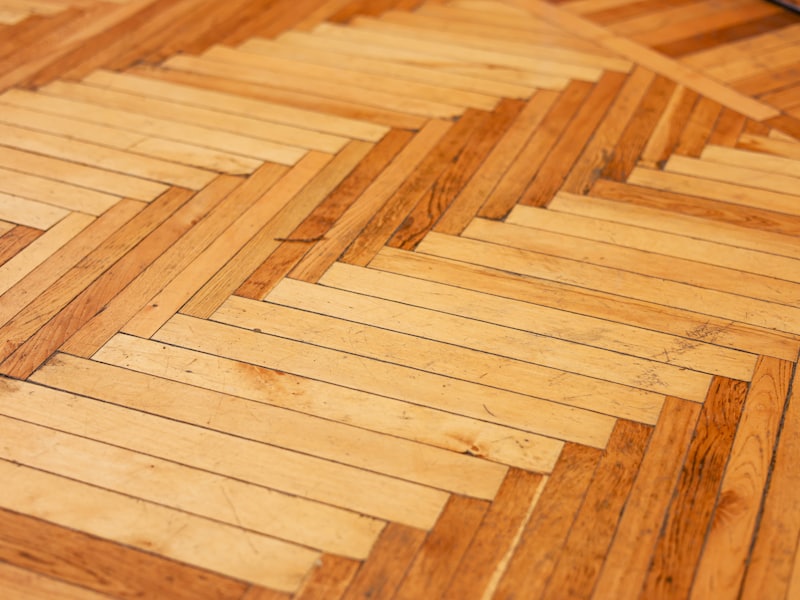 Herringbone wood floor laid